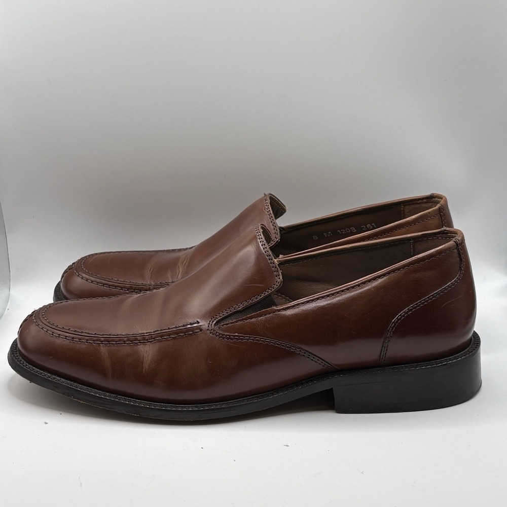 BASS Siegel Mens Size 8 M Brown Leather Slip On Loafer Dress Shoes